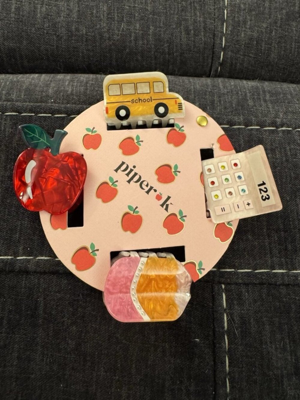 Piper K Hair Clips School Preschool Teacher Gift Pencil Apple Bus Calculator C39